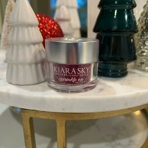 Kiara Sky Dip Powder sprinkle on glitter fuschia shock